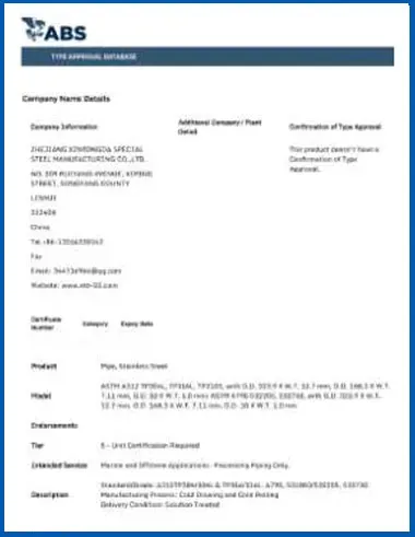 ABS Certificate ABS Certificate